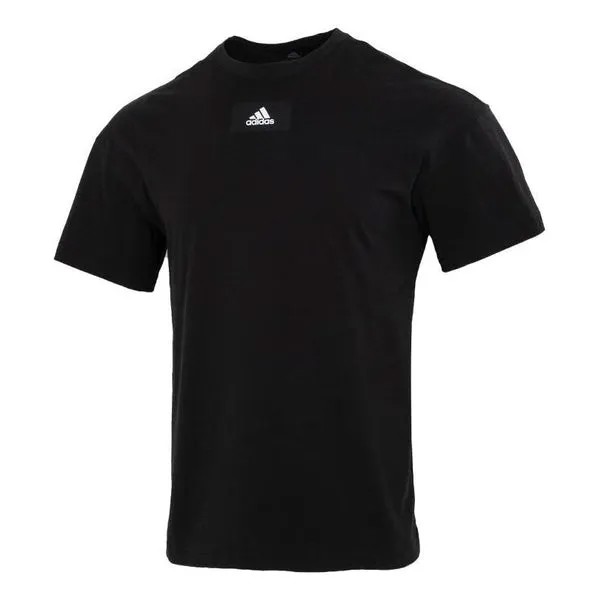 Футболка Adidas Printing Logo Solid Color Round Neck Pullover Short Sleeve Black T-Shirt, Черный