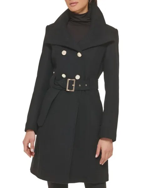 Бушлат из смесовой шерсти с поясом Guess Black