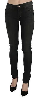 Джинсы PLEIN SUD JENIUS, хлопковые черные потертые джинсы скинни со средней талией s. W30 $500