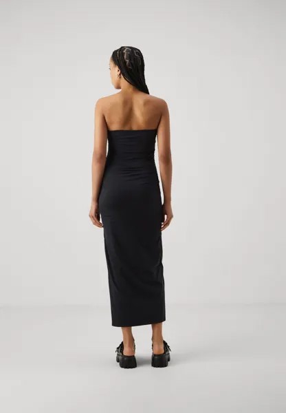 Платье из джерси STRAPLESS RUCHED MIDI Abercrombie & Fitch, черный