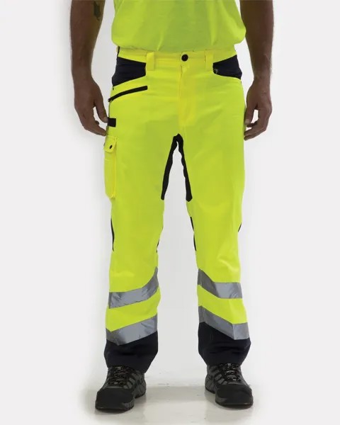 Мужские светоотражающие рабочие брюки Operator Flex Work Pants CAT, яркий желтый/темно-синий