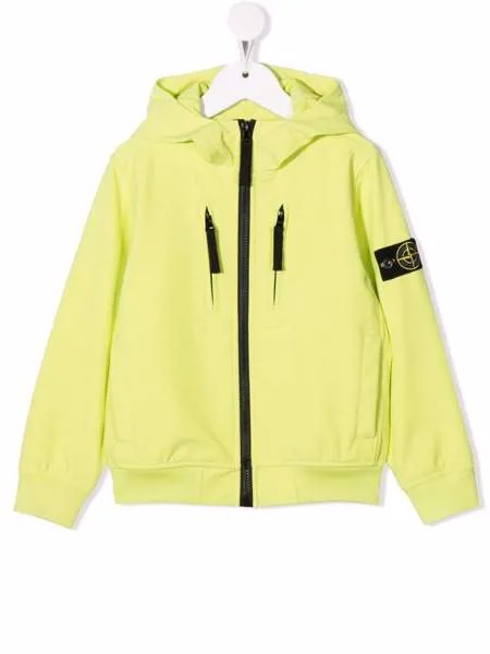 Stone Island Junior бомбер с капюшоном и нашивкой-логотипом