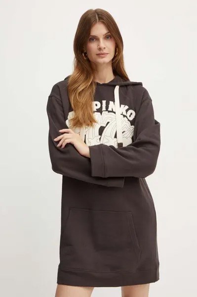 Хлопковое платье Pinko, коричневый