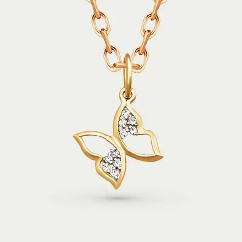 Подвеска GOLD CENTER, красное золото, 585 проба, фианит