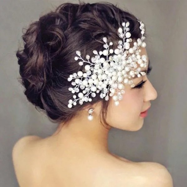 Женщины Красивая невеста Искусственный жемчуг Свадьба Волосы Прическа Аксессуары для волос Заколка Новый цветок