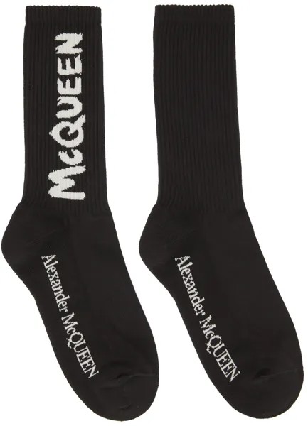 Черные носки с граффити Alexander McQueen