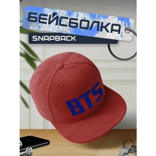 Бейсболка, кепка красная с синим принтом Музыка BTS - 41