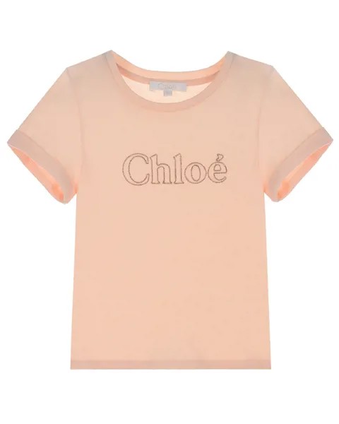 Розовая футболка с логотипом Chloe детская