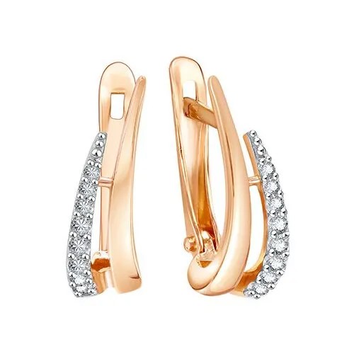 Серьги Яхонт, золото, 585 проба, фианит, , бесцветный