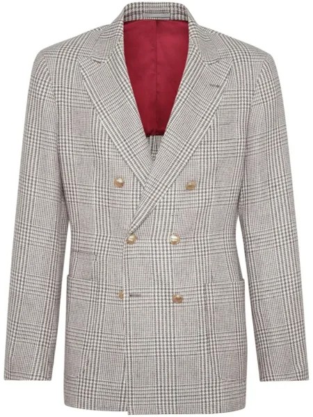 Brunello Cucinelli двубортный пиджак, коричневый