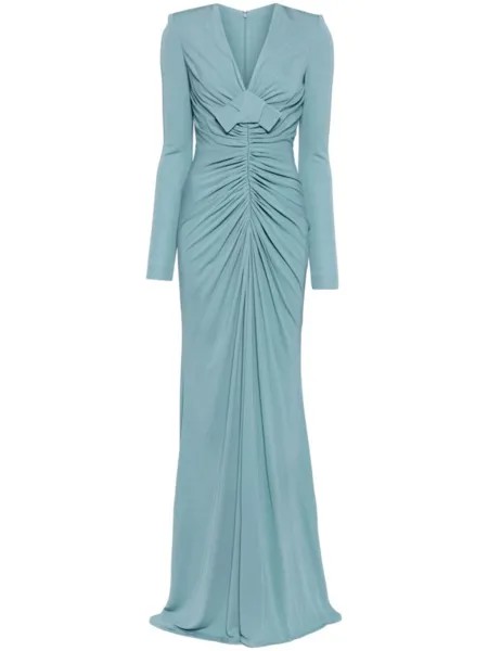 Elie Saab платье из джерси с V-образным вырезом, синий