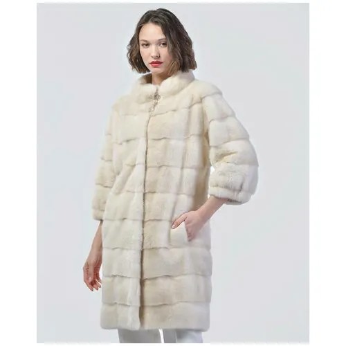 Пальто Manakas Frankfurt, норка, силуэт свободный, размер 42, белый