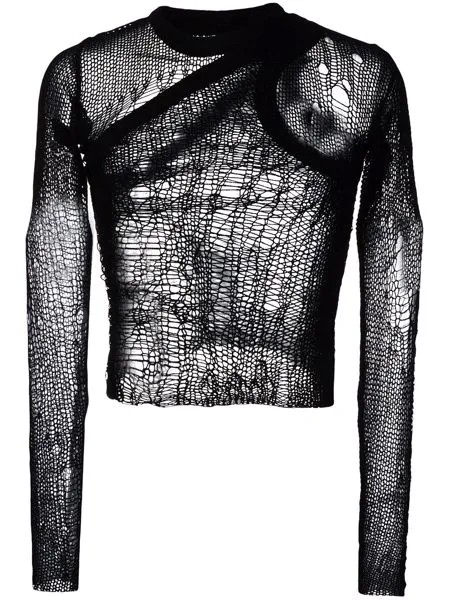 Rick Owens джемпер Banana Net с эффектом потертости