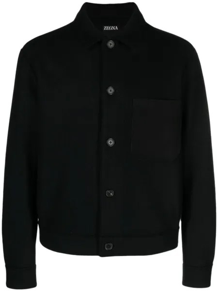 Zegna куртка-рубашка из смесовой шерсти, черный
