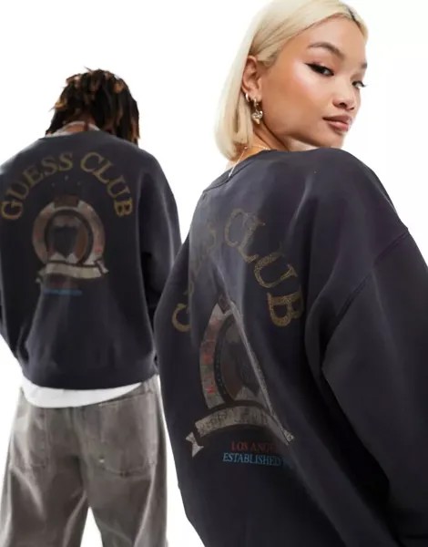 Черный свитшот унисекс с круглым вырезом Guess Originals
