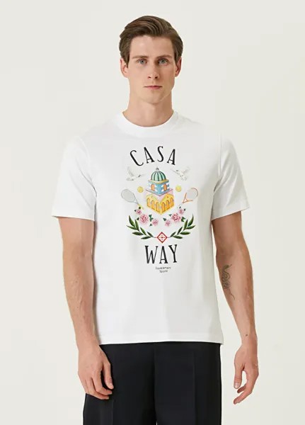 Белая футболка свободного кроя casa way из органического хлопка Casablanca