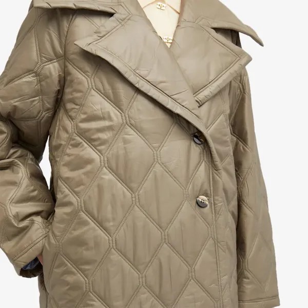 Ganni Блестящее стеганое пальто, серый