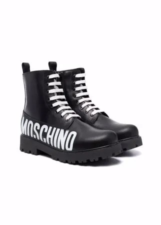 Moschino Kids ботинки на шнуровкой с логотипом