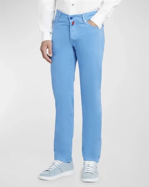Мужские прямые джинсы с 5 карманами Kiton, цвет Light Blue
