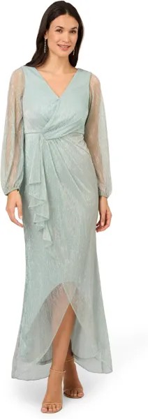 Платье Adrianna Papell Metallic Mesh Gown, цвет Mint Smoke