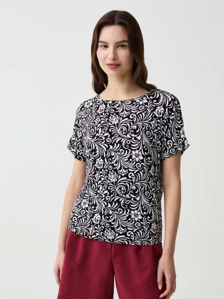 Футболка с цветочным принтом и рукавами-кимоно Ovs, цвет white/black