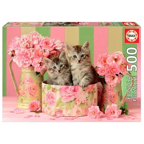 Пазл Educa Котята с розами (17960), 500 дет.