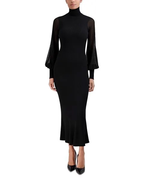 Платье-свитер с прозрачными рукавами BCBGMAXAZRIA, цвет Black