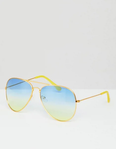 Солнцезащитные очки-авиаторы со стеклами омбре 7X-Синий