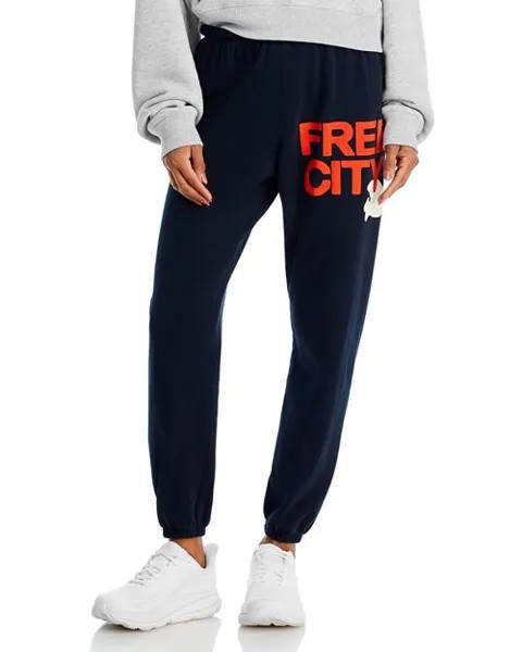 Хлопковые спортивные штаны с логотипом FREE CITY цвета Squids Electric FREECITY, цвет Blue
