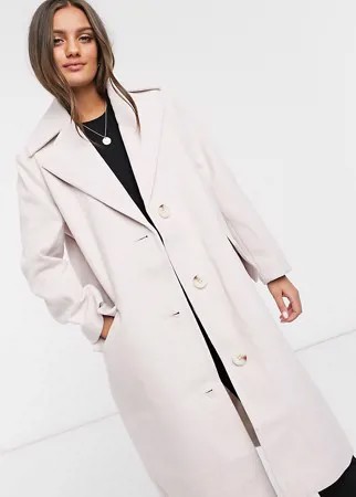Розовое пальто в стиле oversized на пуговицах ASOS DESIGN Petite-Розовый цвет