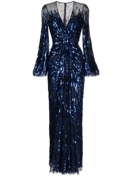 Jenny Packham платье Margot с пайетками, синий