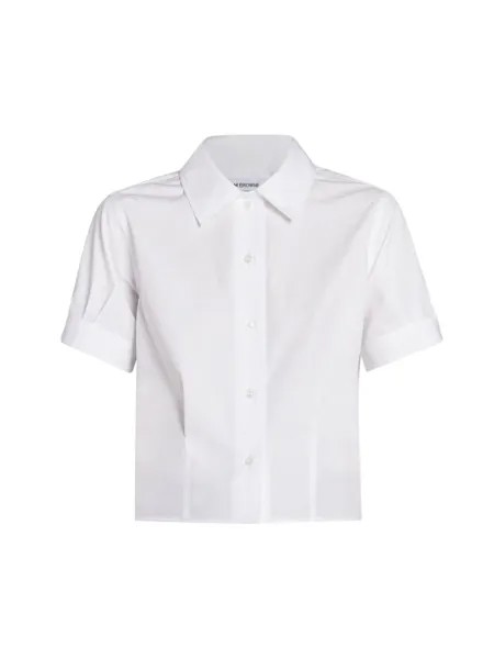 Укороченная поплиновая рубашка с защипами Thom Browne, белый