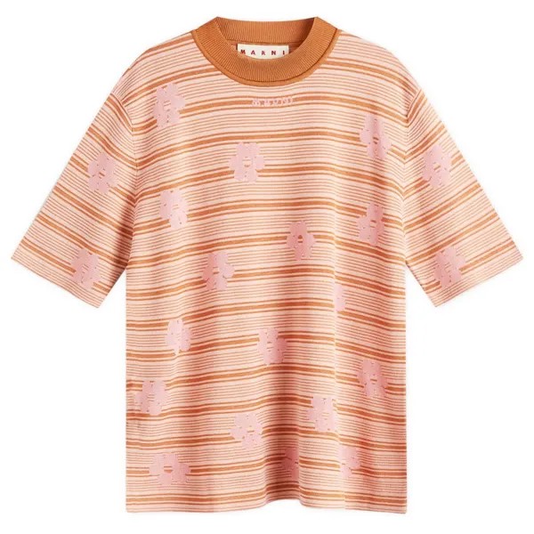 Футболка Marni Striped Floral T-Shirt, цвет Pink Gummy