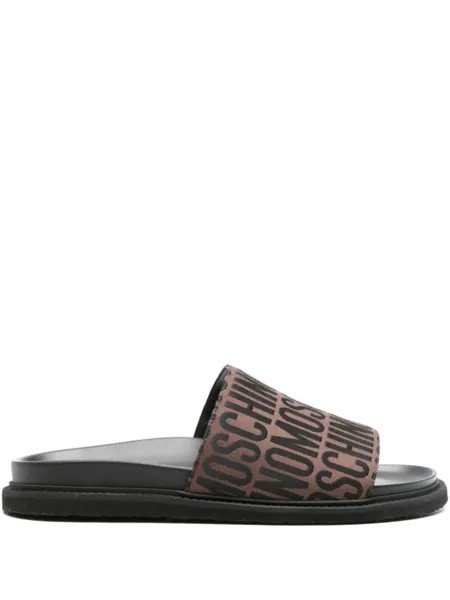Moschino жаккардовые шлепанцы с монограммой, коричневый