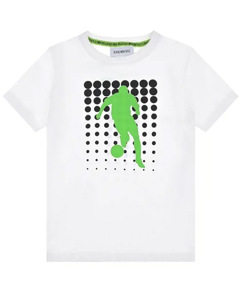 Белая футболка с логотипом Bikkembergs детская