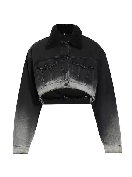 Джинсовая укороченная куртка с воротником тедди Gina 3X1, цвет black atlantic ombre