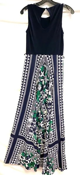ELIZA J Темно-зеленый шифоновый шарф с принтом Юбка Макси-платье с лифом из джерси 8 БЕЗ ПОЯСА