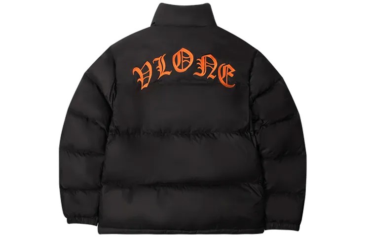 Пуховик унисекс VLONE, Черный оранжевый (спортивные штаны бесплатного размера)