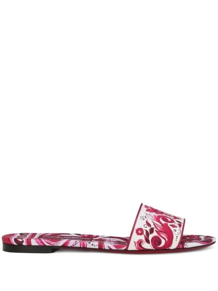 Dolce & Gabbana шлепанцы с принтом Majolica, розовый