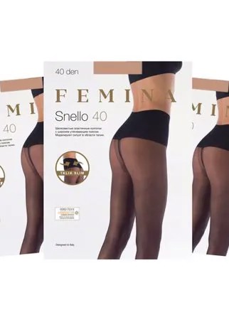 Женские колготки Femina, Snello 40 den с утягивающим поясом, набор 3 шт., карамельный, размер 3
