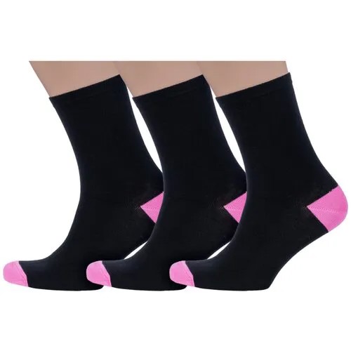 Мужские носки АЛСУ, 3 пары, укороченные, размер 27-29, черный