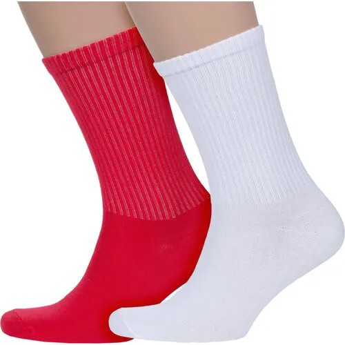 Носки PARA socks, 2 пары, размер 27-29, красный, белый