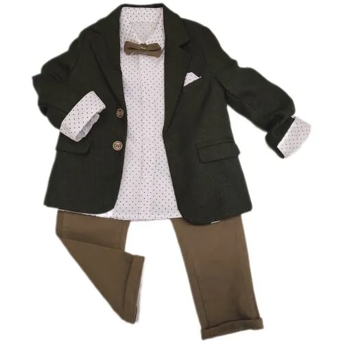 Комплект одежды   для мальчиков, бабочка и брюки и рубашка и пиджак, нарядный стиль, размер 92, зеленый