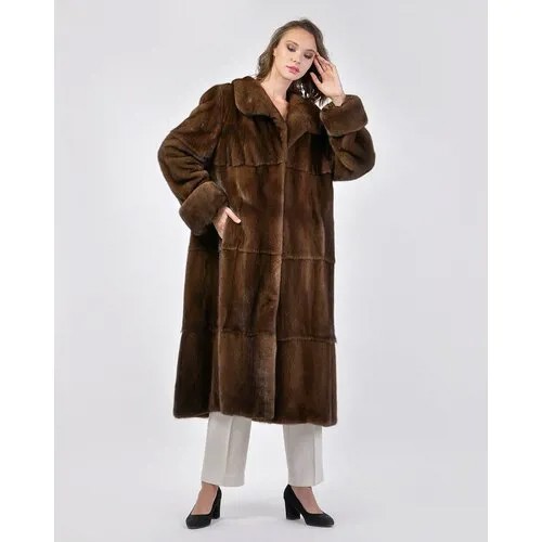 Пальто Manakas Frankfurt, норка, силуэт свободный, размер 46, коричневый