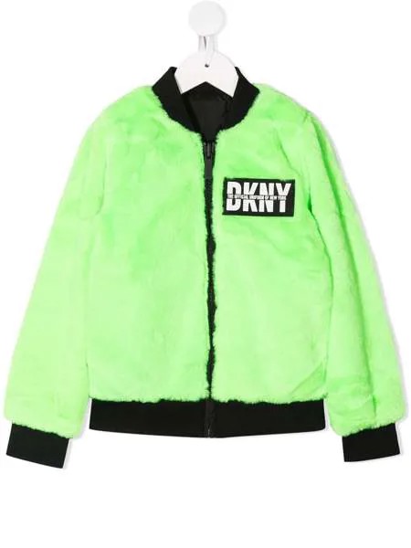 Dkny Kids двусторонний бомбер с искусственным мехом