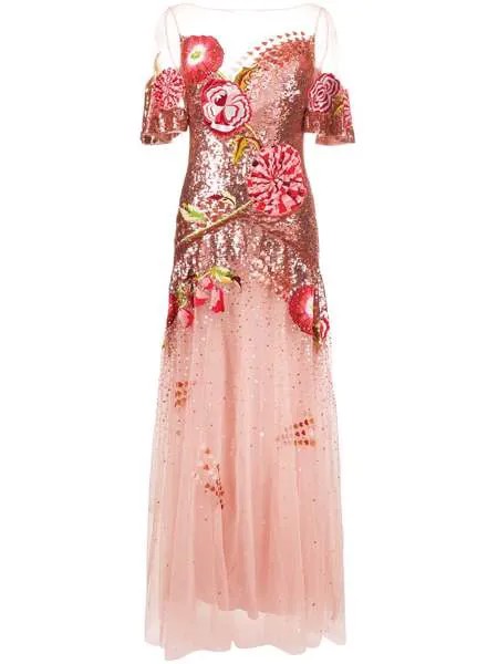 Temperley London вечернее платье из тюля с цветочной вышивкой и пайетками