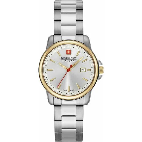 Наручные часы Swiss Military Hanowa Оригинальные часы наручные женские Swiss Military Hanowa Recruit Lady II 06-7230.7.55.001. Кварцевые часы для женщин производства Швейцарии, серебряный