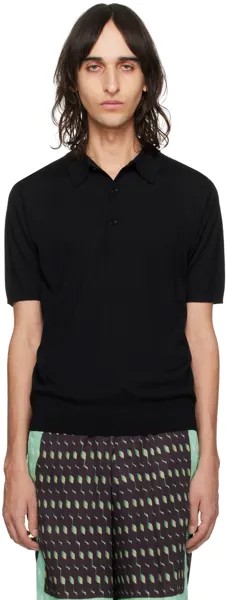 Черная футболка-поло с воротником-стойкой Dries Van Noten, цвет Black
