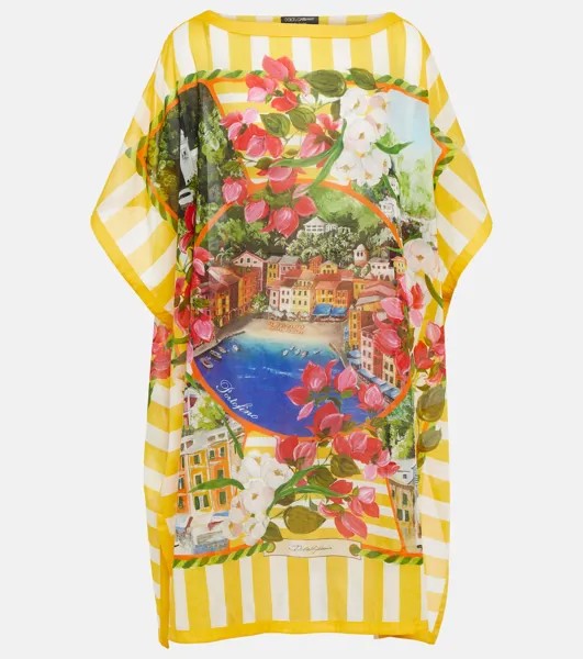 Мини-платье Portofino из хлопка с принтом DOLCE&GABBANA, разноцветный