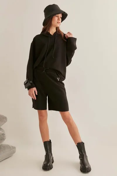 Женские черные шорты на шнуровке с эластичной резинкой на талии Vitrin, черный